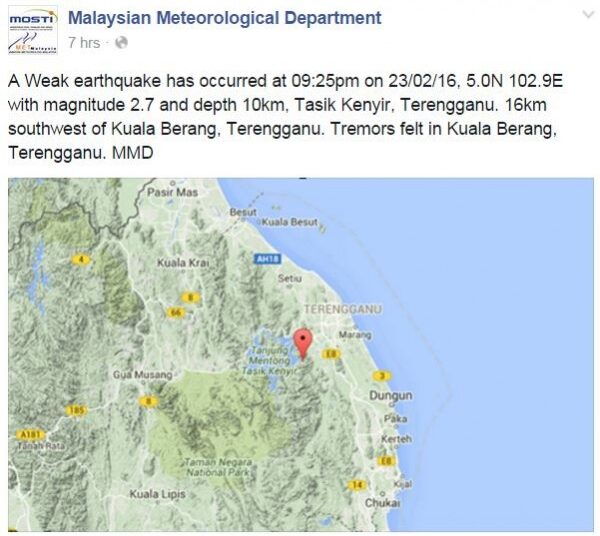 Foto -Facebook Malaysian Meteorological Department.